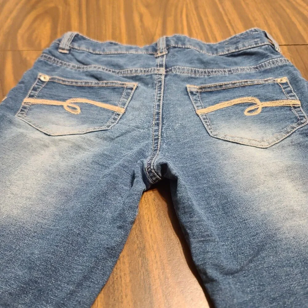 Girls Justice Denim Jean Leggings Size 12 Skinny Sparkles